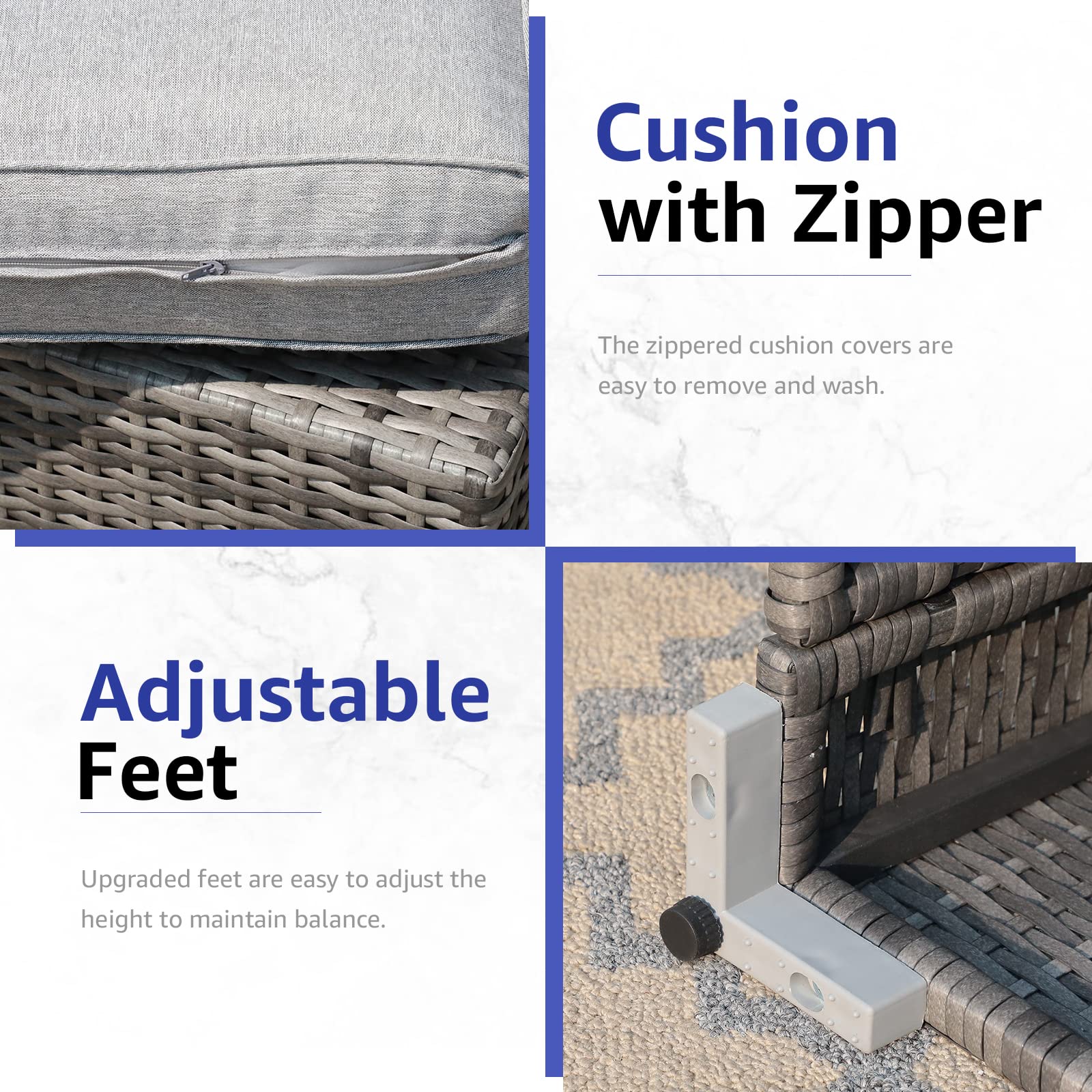 2-Piece Patio Furniture Set with Light Grey Cushions - All-Weather PE Wicker Outdoor Sectional Sofa & Loveseat for Porch, Balcony, Garden, Pool - Durable Grey Rattan Conversation Set for Relaxing & Entertaining Outdoors
