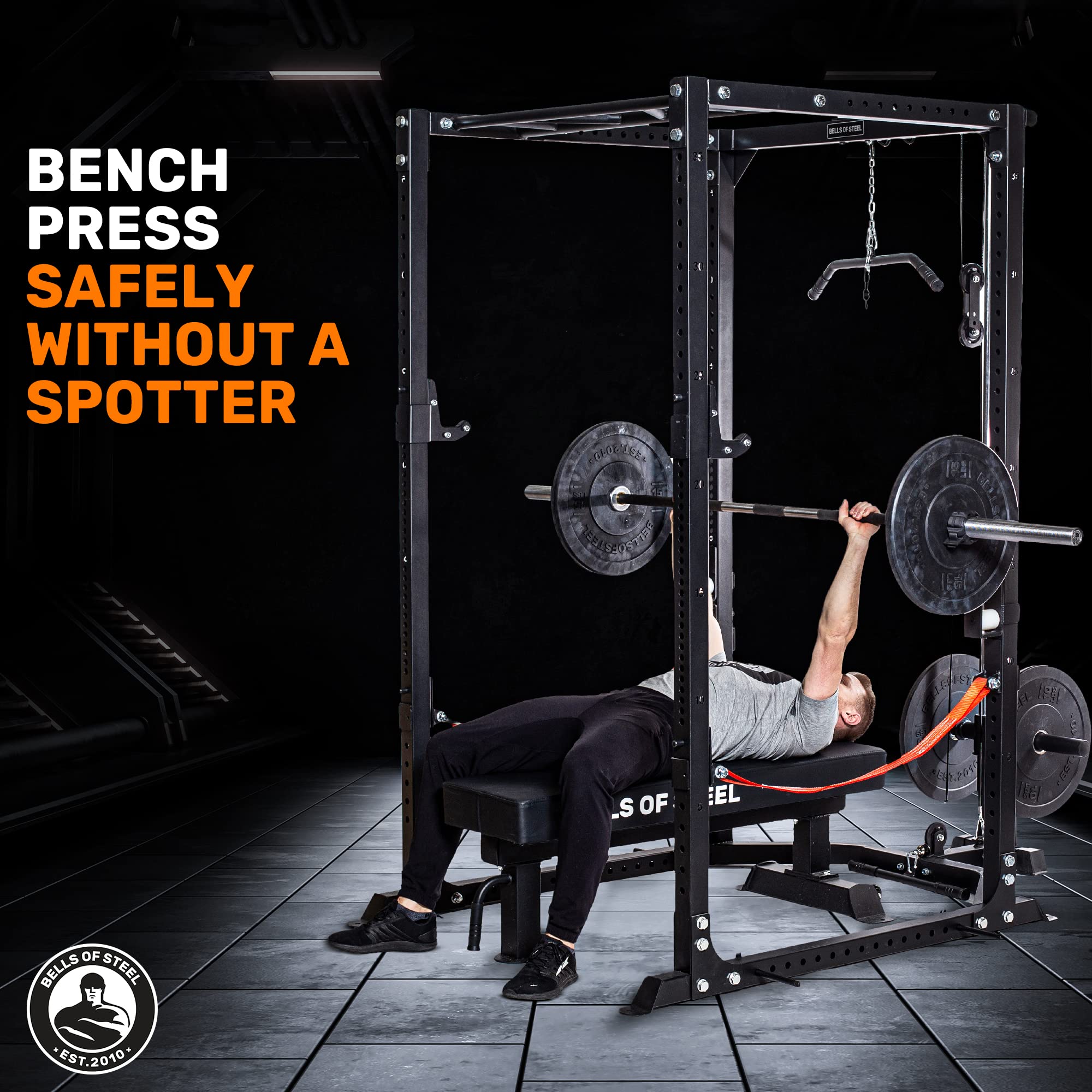 Bells of Steel Light Commercial Power Rack - Heavy Duty Squat Rack with Gym Accessories for Home & Commercial Use | Perfect for Strength Training, CrossFit & Weightlifting Workouts