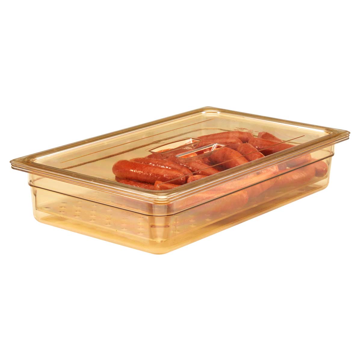 Cambro 10HPCH150 Amber Full Size H Pan Lid with Handle - Durable Food Storage Cover for Commercial Kitchens, Catering & Buffet Service