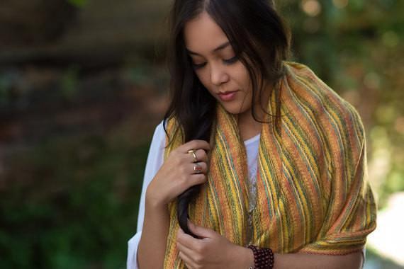 Hand Woven Yellow Striped Scarf - Soft Lightweight Fashion Accessory for Women & Men - Perfect for Winter, Fall, and Everyday Outfits