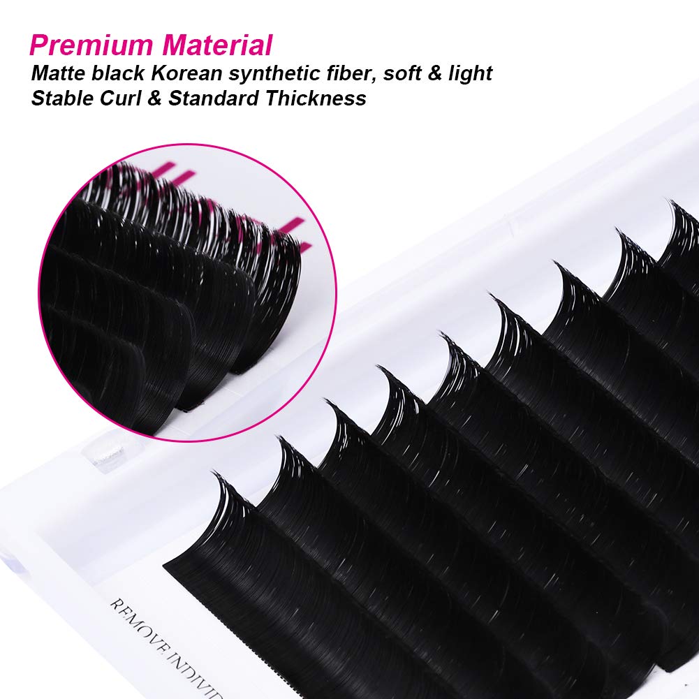 Premium Self-Fanning Volume Eyelash Extensions Kit - 11-19mm Mixed Tray with .03 .05 .07 .10 Rapid Blooming Lashes (0.07-D) for Professional Salon & DIY Home Use - Perfect for Weddings, Parties & Special Occasions