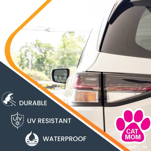 Pink Pawprint Cat Magnet Decal for Cars - 5 Inch Heavy Duty Automotive Magnet - Cat Mom Gift for Motherhood Celebration - USA Made Car Accessories for Trucks & SUVs - Perfect for Pet Lovers & Feline Enthusiasts