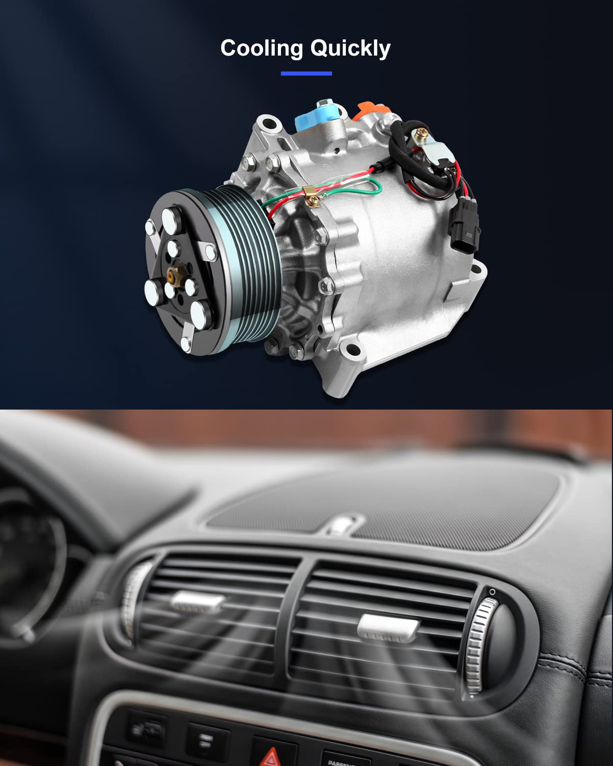 ECCPP AC Compressor with Clutch Compatible with 2006-2011 Honda Civic 1.8L - High Performance Air Conditioning Compressor for Fast Cooling TRSE07 | Perfect for Summer Road Trips & Daily Commuting