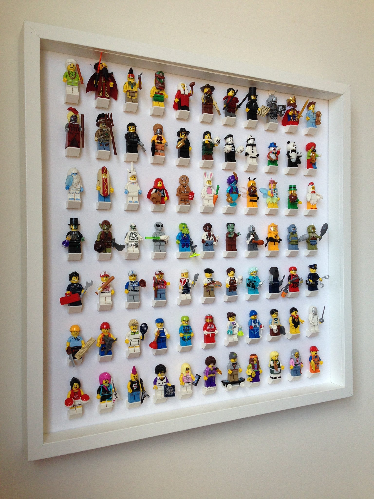 White Large Display Frame for 77 Lego® Minifigures - Perfect for Collectors & Home Decor - Showcase Your Lego Collection in Style