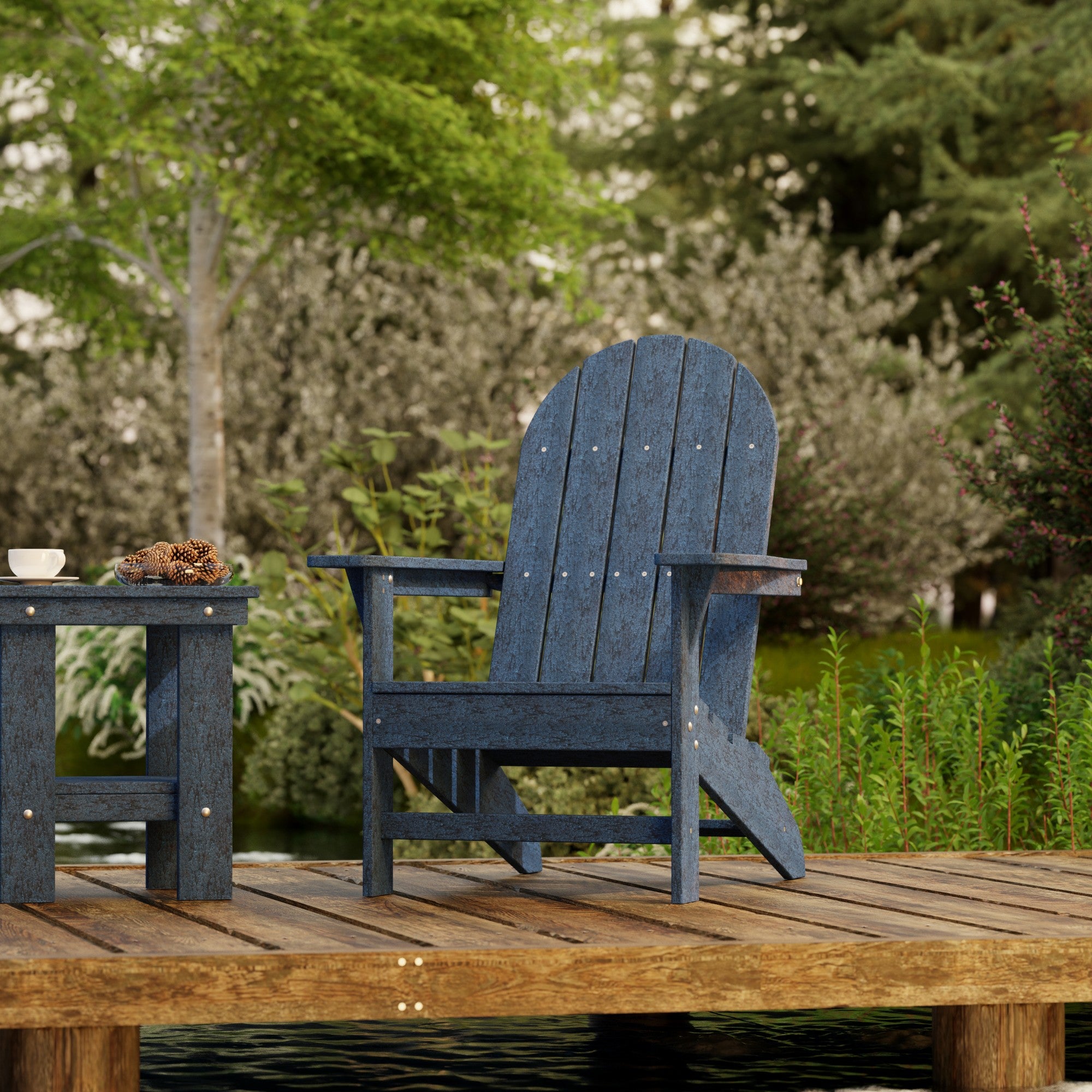 Freedom 3-Piece Traditional Adirondack Chair Set with Side Table - Outdoor Patio Furniture for Garden, Deck, Poolside & Backyard Relaxation
