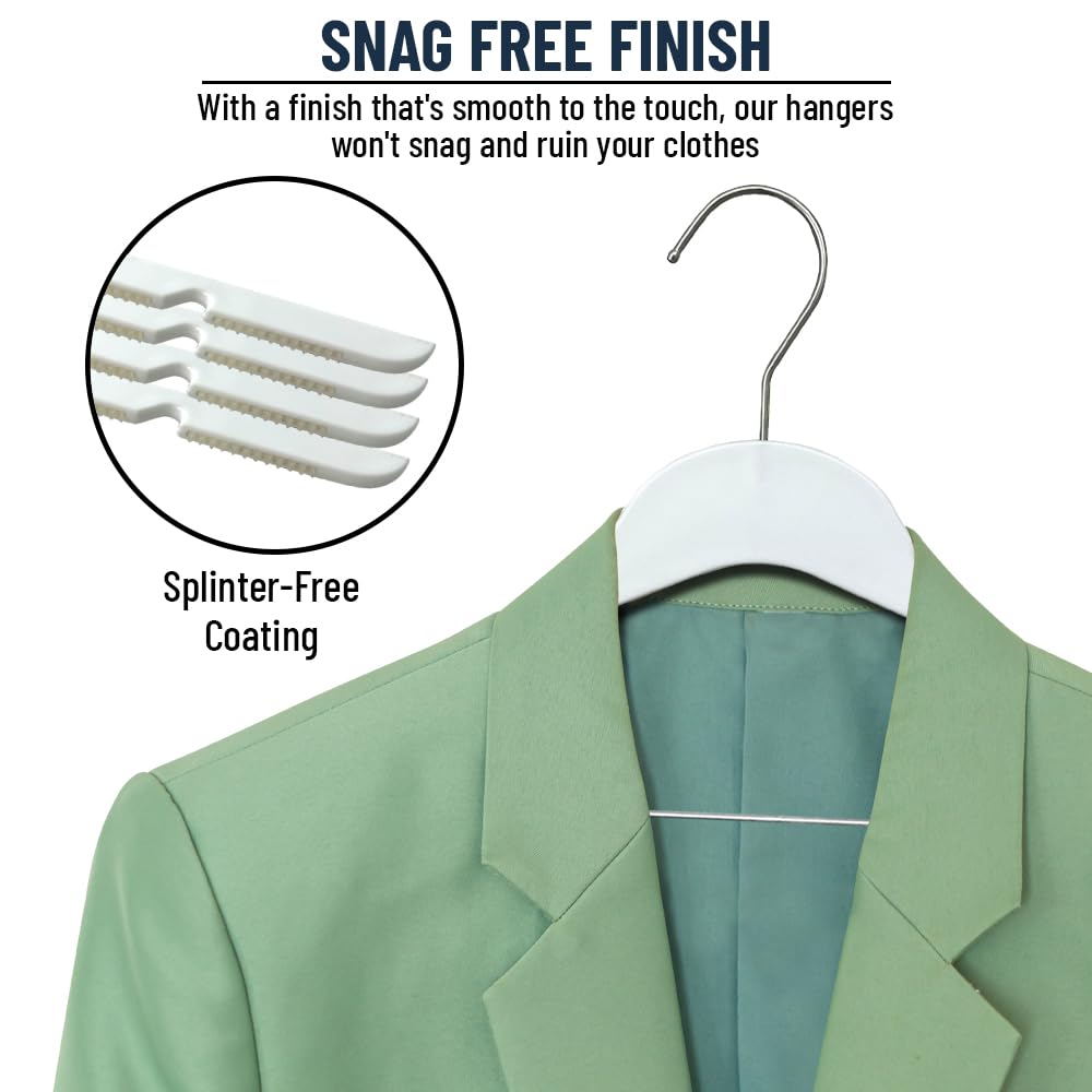 All Hung Up Slim Hangers with Clips - Space Saving Thin Clothes Hangers for Blouses, Shirts & Pants (White, 100 Pack) - Perfect for Closet Organization & Small Spaces