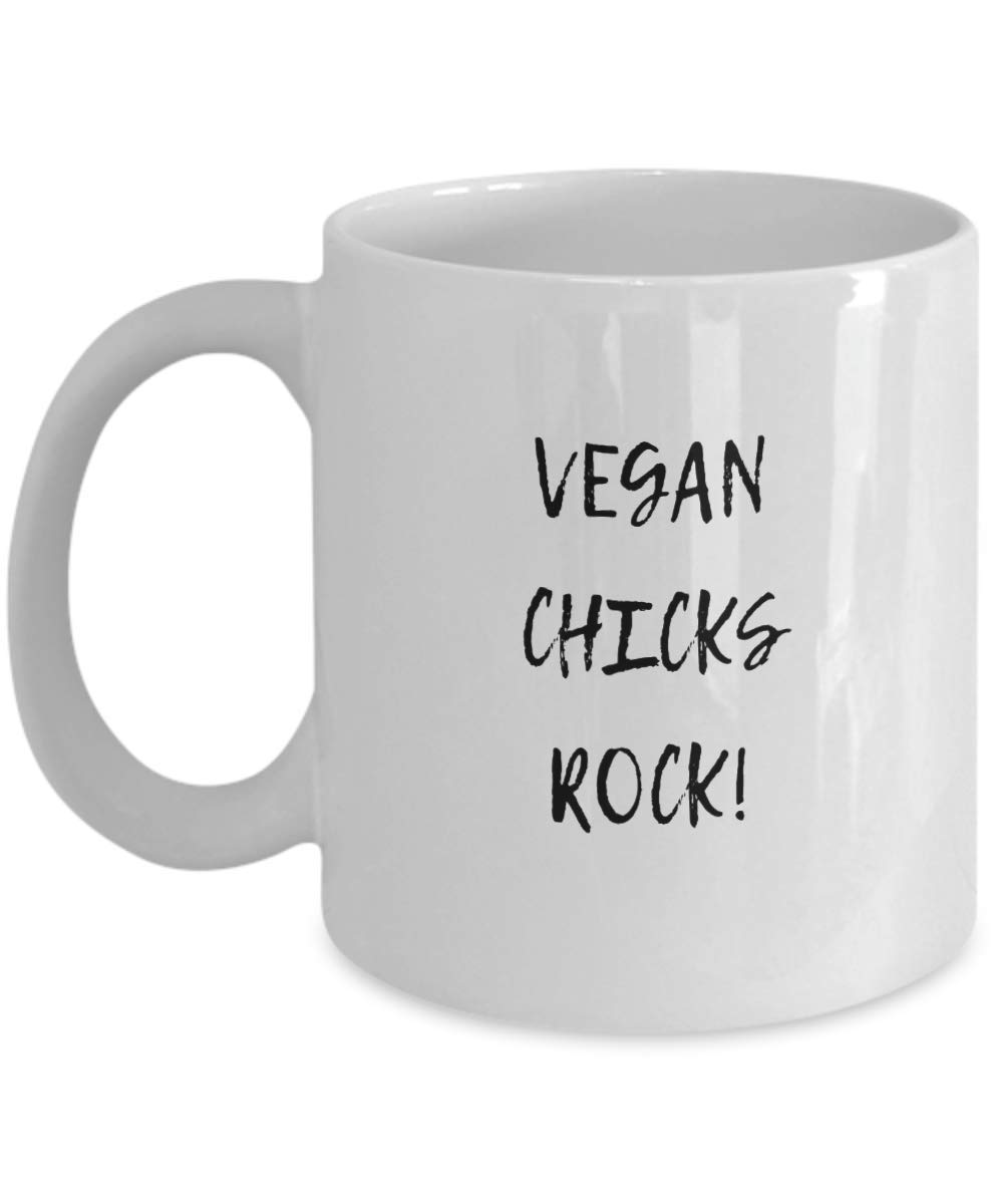 Vegan Chicks Rock Coffee Mug - Funny Vegan Gift Idea for Women, 11oz Ceramic Cup with Cute Chick Design - Perfect for Coffee Lovers, Office Use & Housewarming Gifts