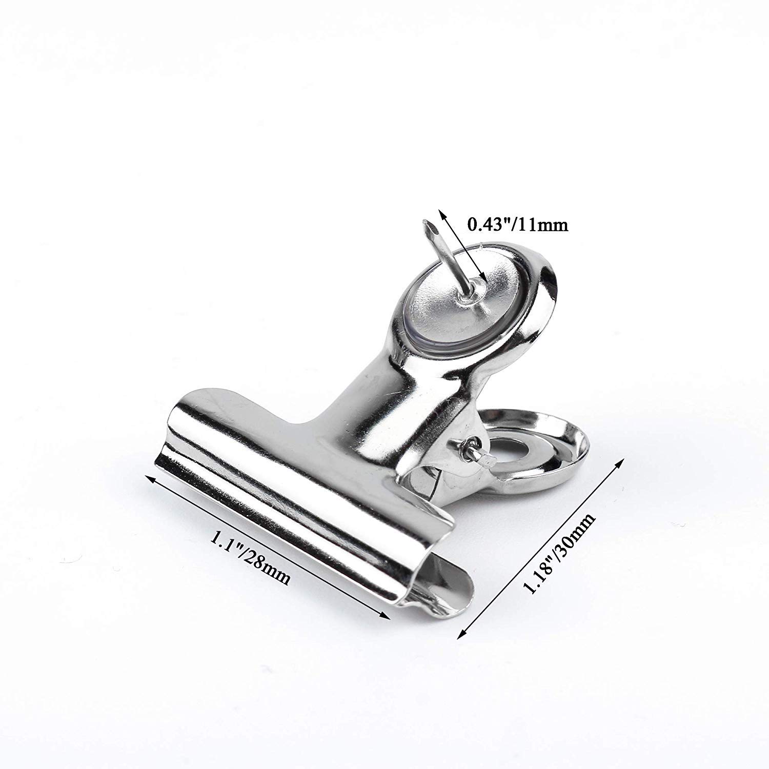 50 Heavy Duty Push Pins with Silver Clips - No Hole Office Bulletin Board Pins for Cork Boards, Cubicle Walls & Whiteboards - Perfect for School, Home & Office Organization