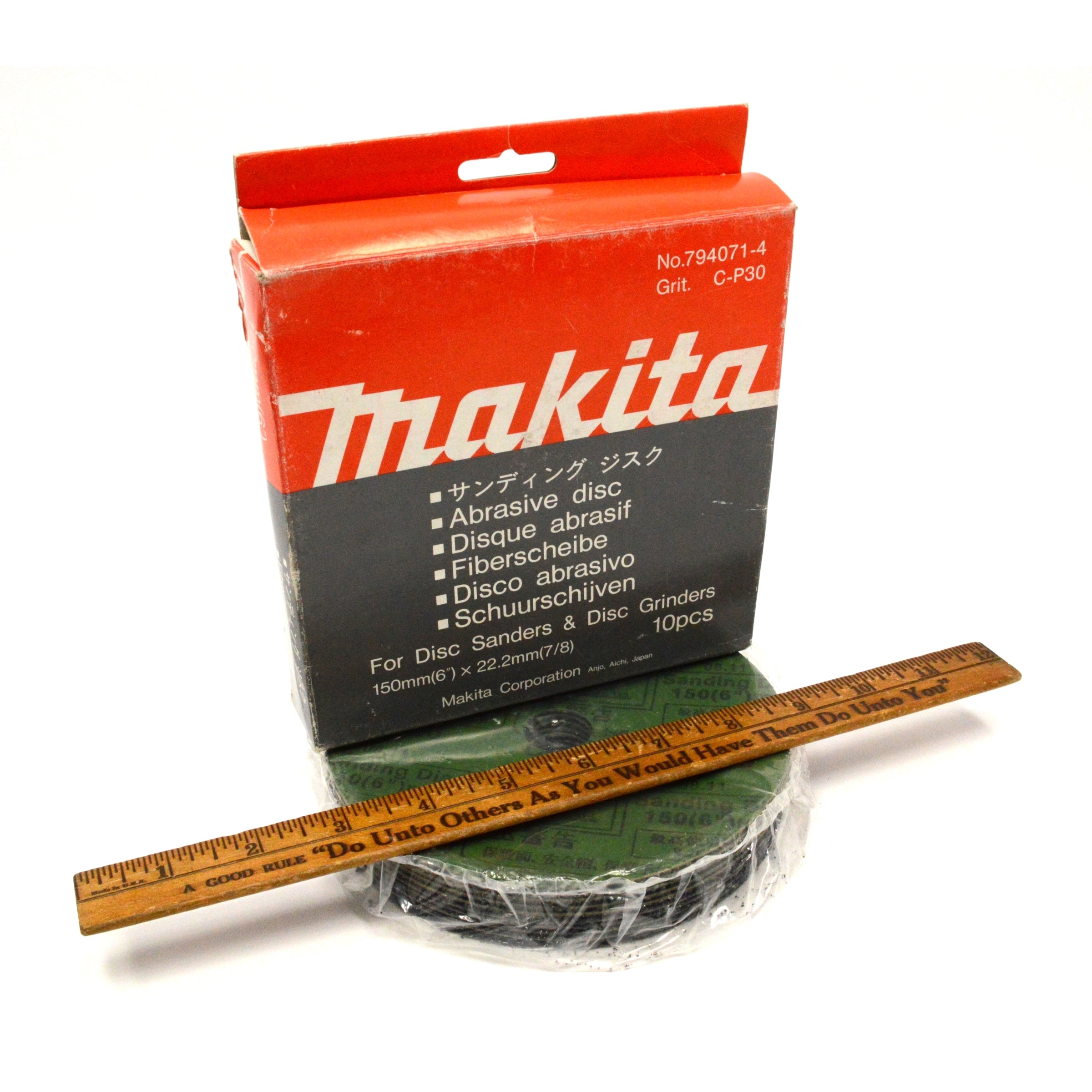 MAKITA ABRASIVE DISCS No. 794071 4, C P30 GRIT - Premium Sanding Discs for Disc Sanders & Grinders - Perfect for Woodworking, Metal Polishing & Surface Preparation
