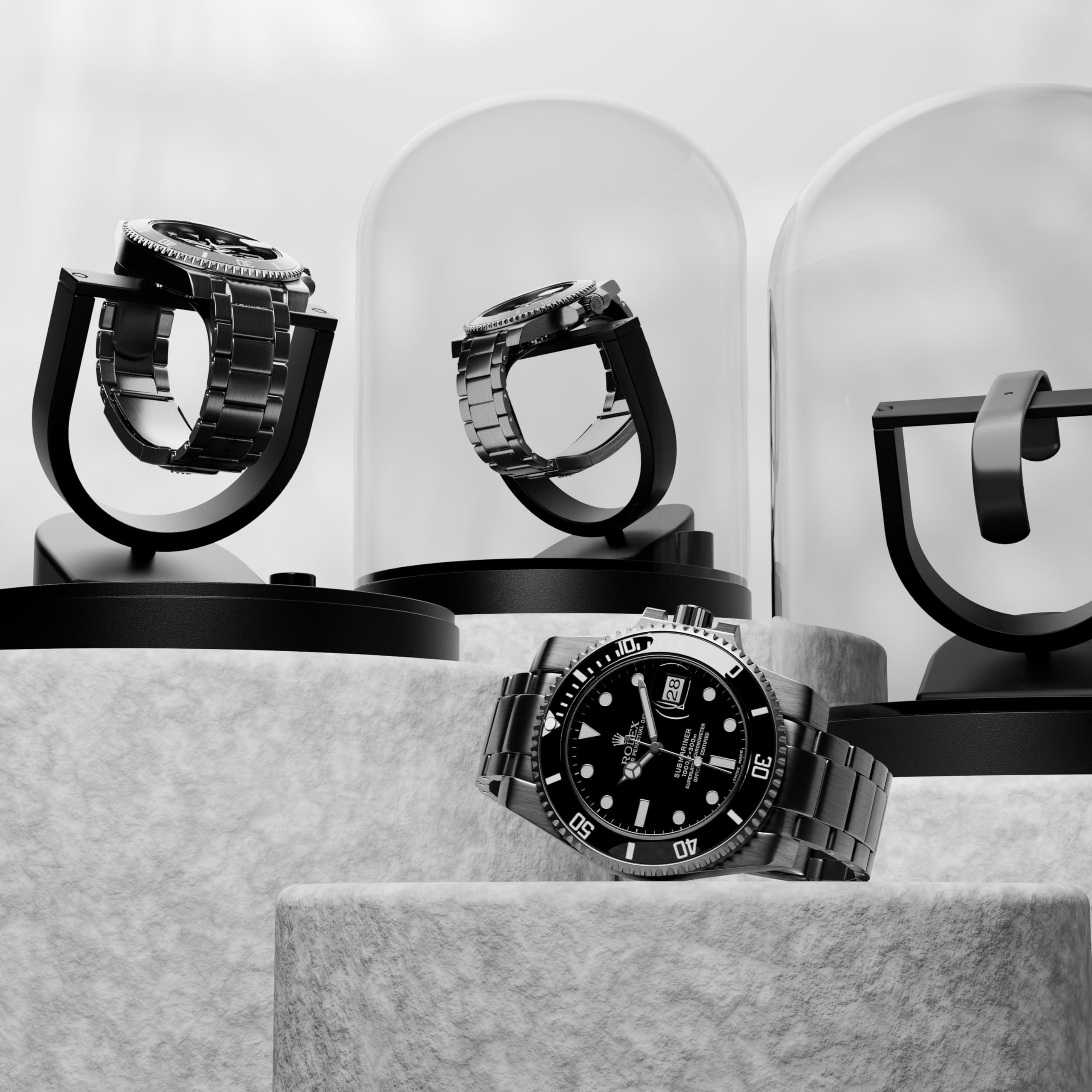 Elestoria Orbit Single Watch Winder - Automatic & Mechanical Watch Winder Box with Gyro Gyroscope Technology for Rolex & Luxury Watches | Clear Transparent Display | Perfect for Watch Collectors & Nightstand Storage