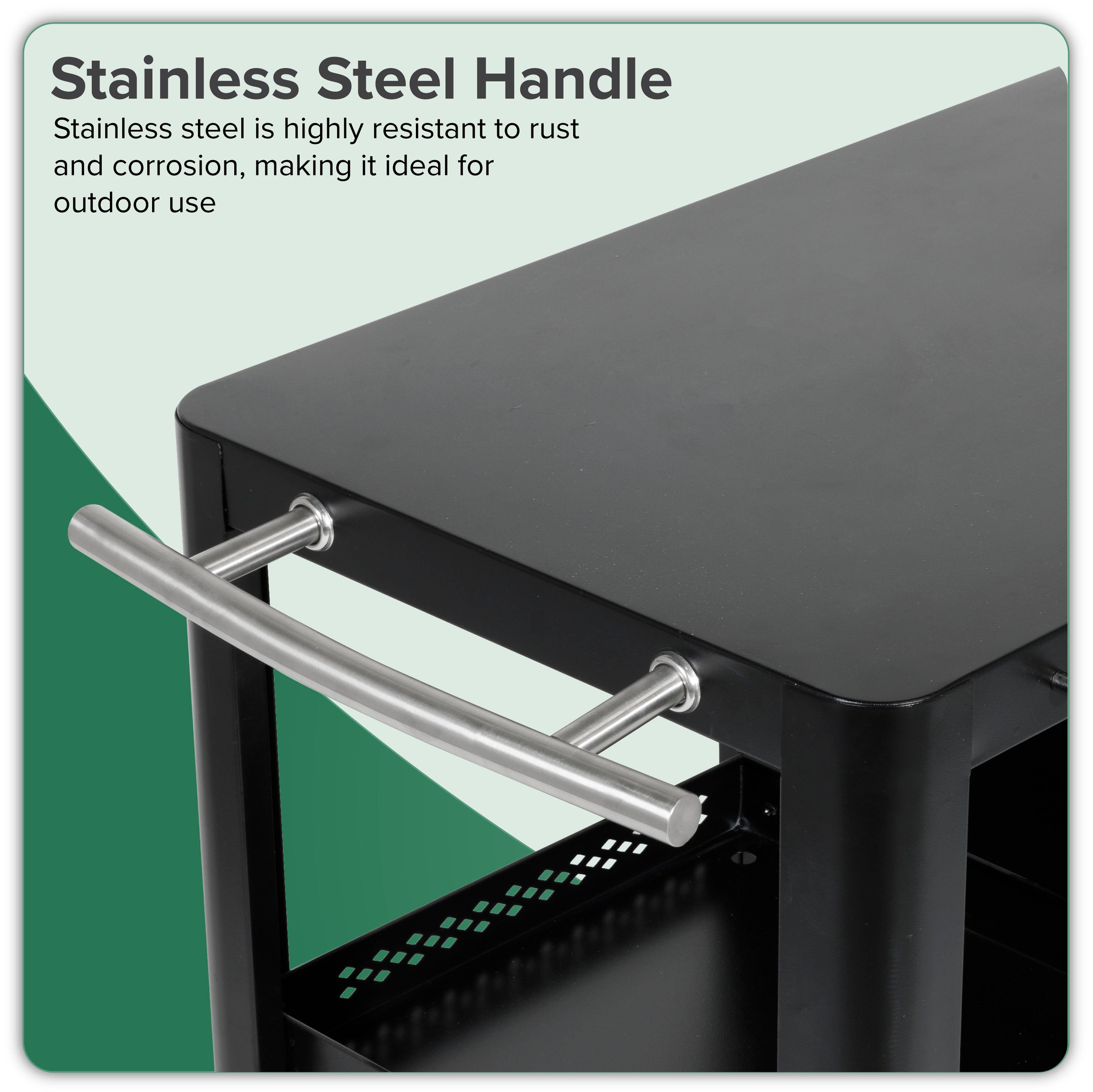 Premium Black BBQ Grill Cart with Storage Cabinet, Extendable Side Table & Utensil Hooks - Outdoor Cooking, Backyard Parties, Camping & Tailgating Essentials