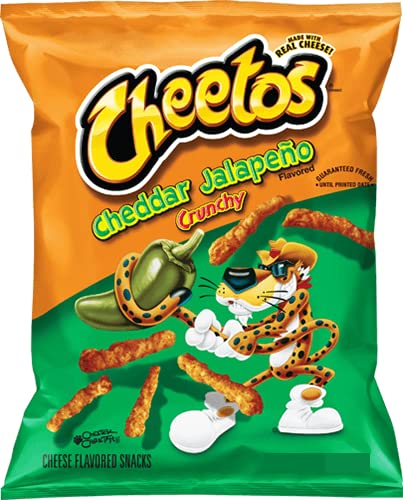 Crunchy Cheddar Jalapeno Cheese Flavored Cheetos Snacks - 2 Ounce (Pack of 8) | Spicy & Cheesy Corn Puffs for Parties, Movie Nights & On-the-Go Snacking