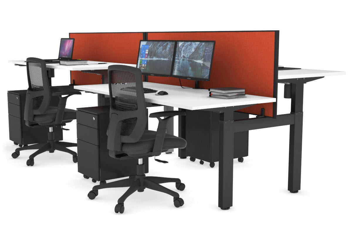 Adjustable 4-Person H Bench Workstation with Black Frame - 1600L x 700W - Perfect for Office, Workshop, or Collaborative Workspaces