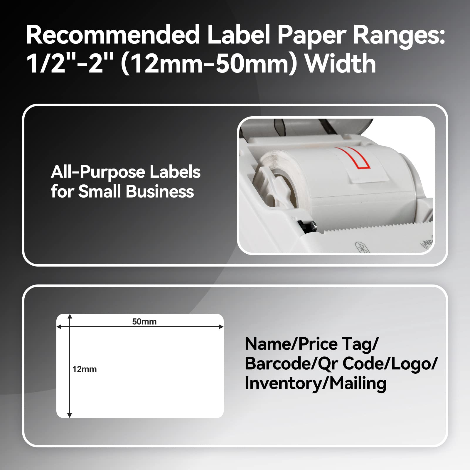 Portable Bluetooth Label Maker Q21 - Compatible with iOS & Android, USB Rechargeable Barcode Printer with Tape for Small Business, Office, Warehouse & Retail Organization | Home, Office & Industrial Labeling Solution