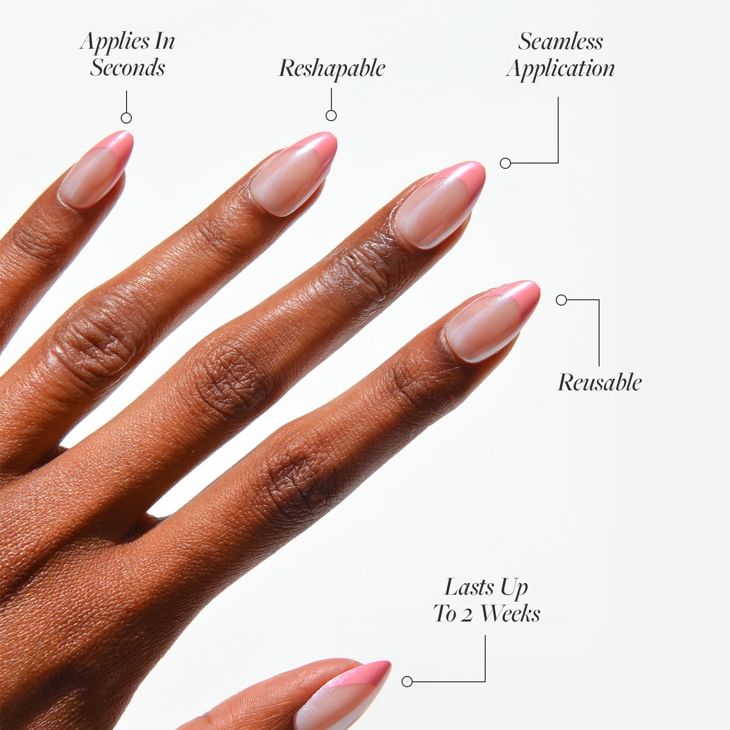 Glamnetic Press On Almond Nails - Bubble Gum Glaze & French Tip, Reusable Fake Nails Kit with Brush On Glue & Remover | 15 Sizes, 30 Nails | Perfect for Parties, Weddings & Everyday Wear