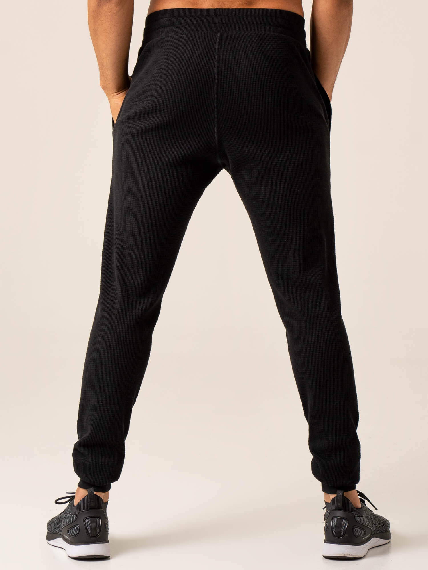 Men's Soft Waffle Knit Lounge Pants - Breathable Comfort Pajama Pants for Relaxing at Home, Sleeping & Lounging - Black