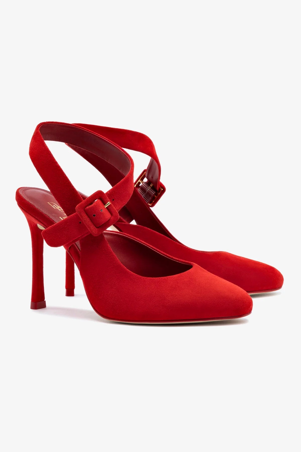 Deena By Larroudé Women's Red Suede Pumps - Elegant High Heel Shoes for Office, Party & Special Occasions