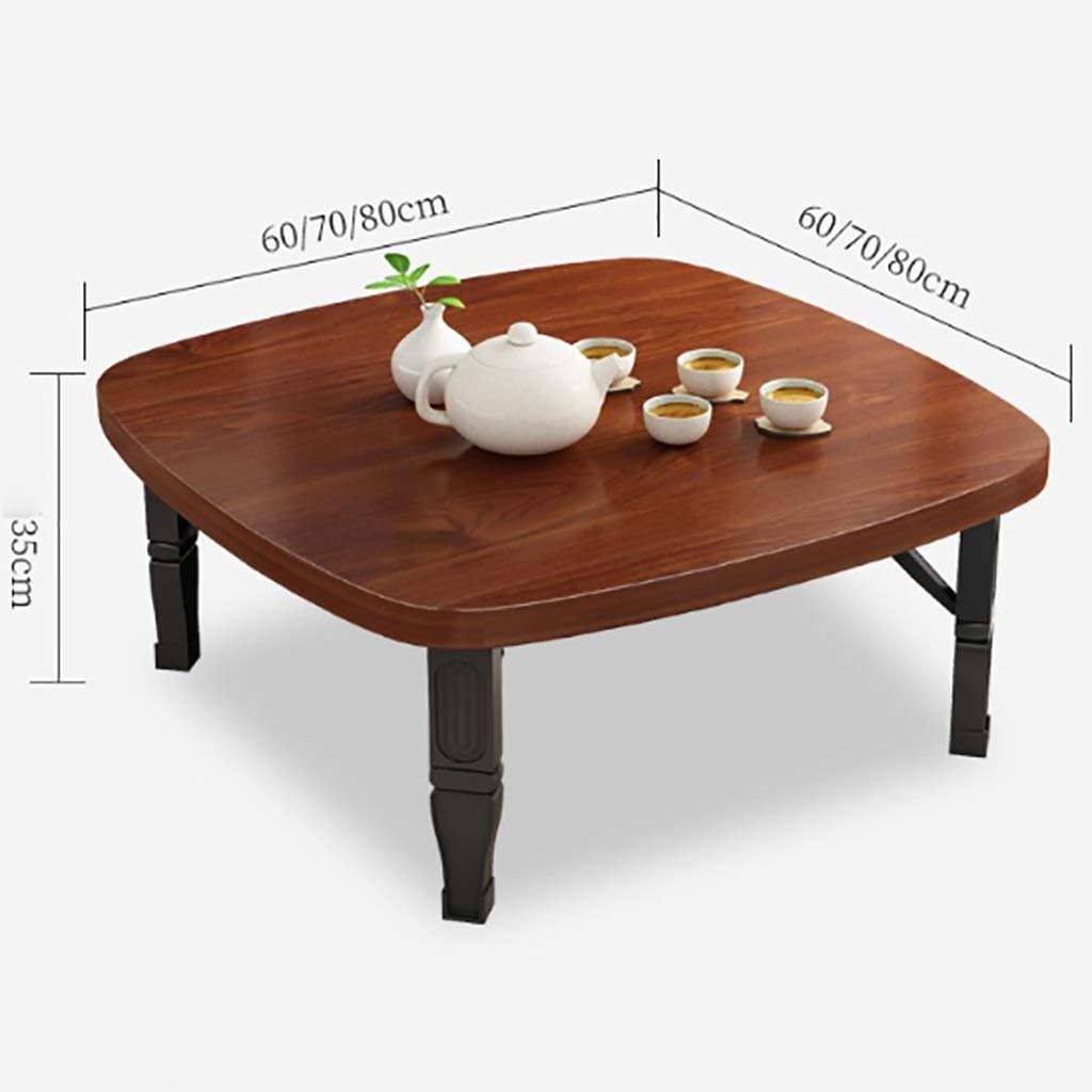 Foldable Square Dining Table - Japanese Low Study Desk for Small Spaces, Tatami Bedroom, Bay Window & Tea Room - 7 Color Options (70×70×35cm) | Perfect for Compact Living, Meditation & Home Office Workspace