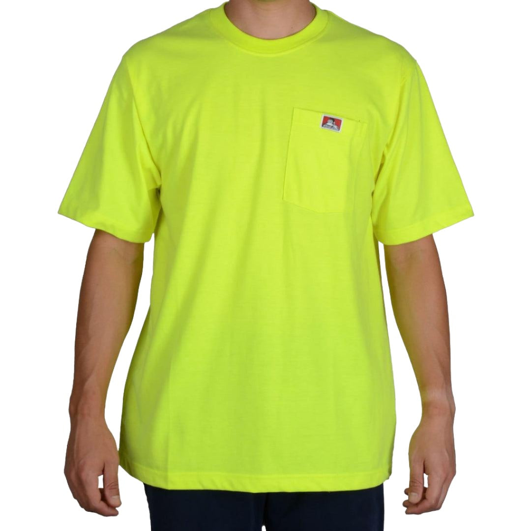 Heavy Duty Short Sleeve Pocket T-Shirt - Safety Green Workwear for Construction & Outdoor Labor | Durable Work Shirt for Men