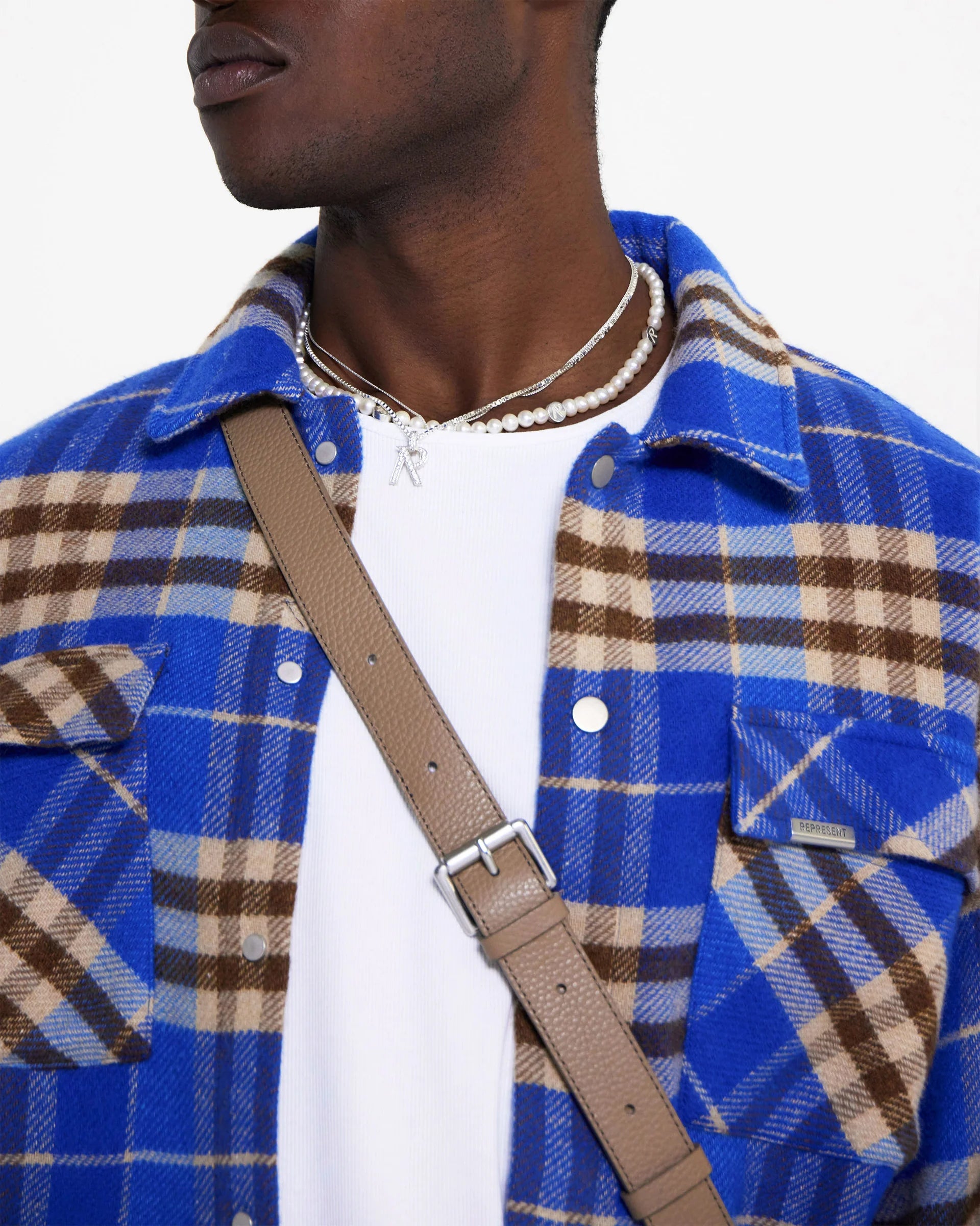 REPRESENT Heavyweight Initial Flannel Shirt for Men - Soft Plaid Button-Up Shirt for Casual Wear, Street Style & Fall Layering