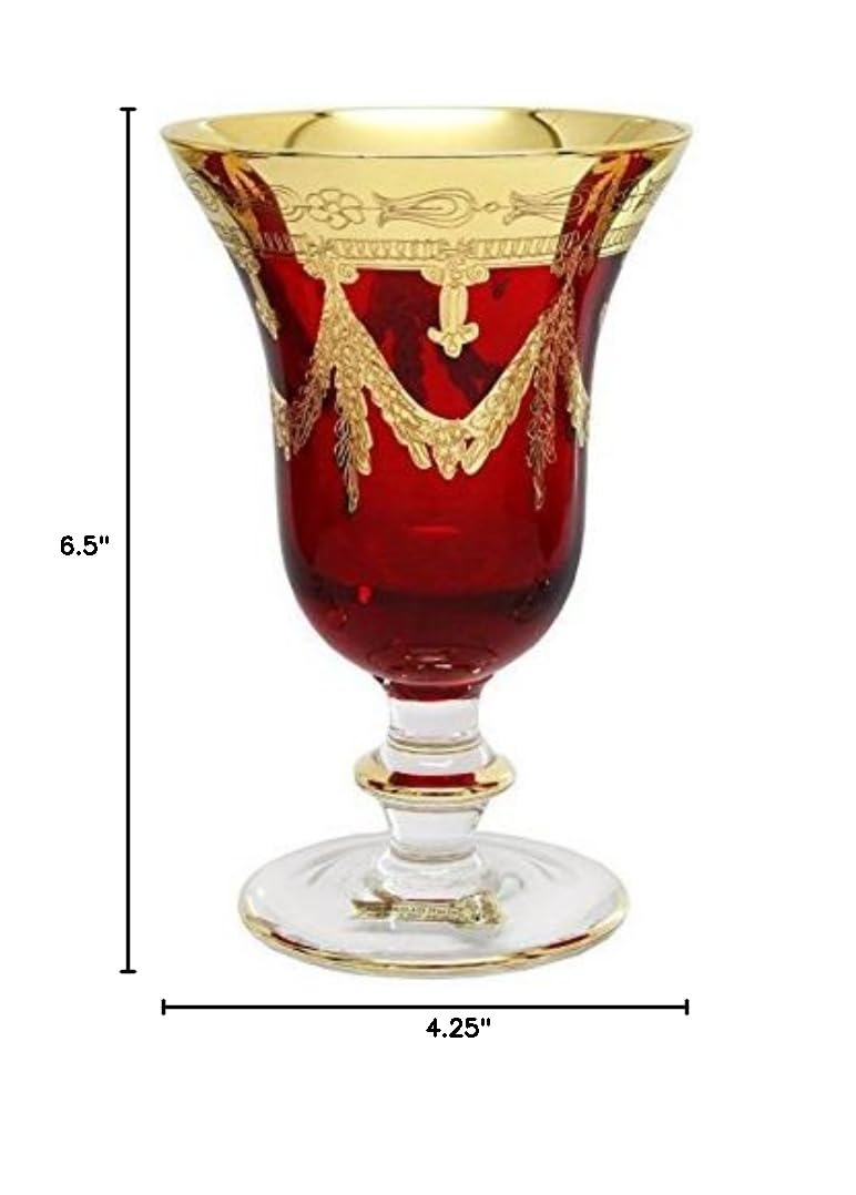 24K Gold-Plated Crystal Wine Glasses Set of 2 - Elegant Red Wine Goblets for Romantic Dinners & Special Occasions