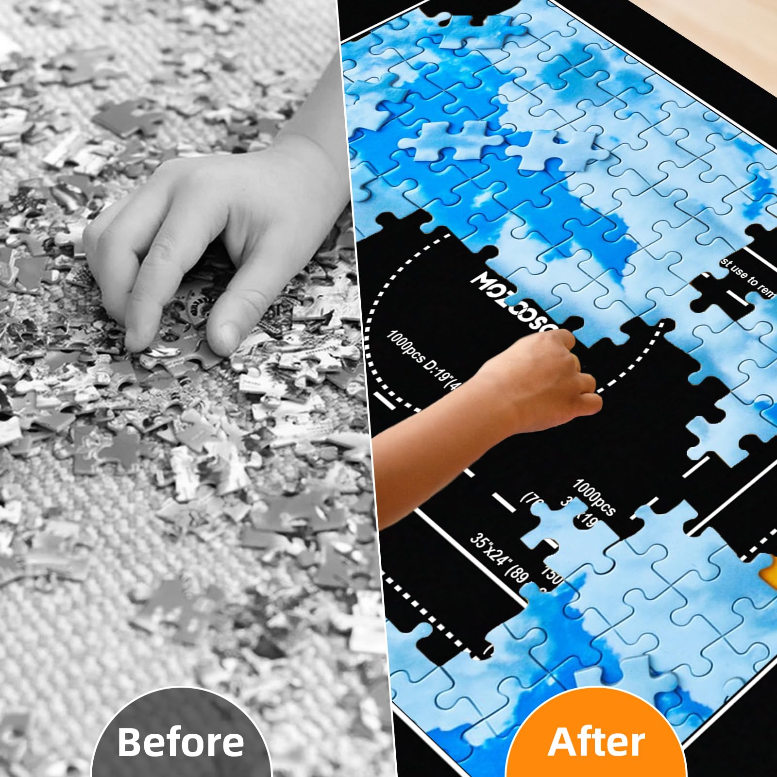MOZOOSON Jigsaw Puzzle Mat - 3000, 2000, 1500 Piece Puzzle Roll Up Mat with Storage Bag | Portable Puzzle Board for Adults & Kids | Perfect for Travel, Home, and Puzzle Storage
