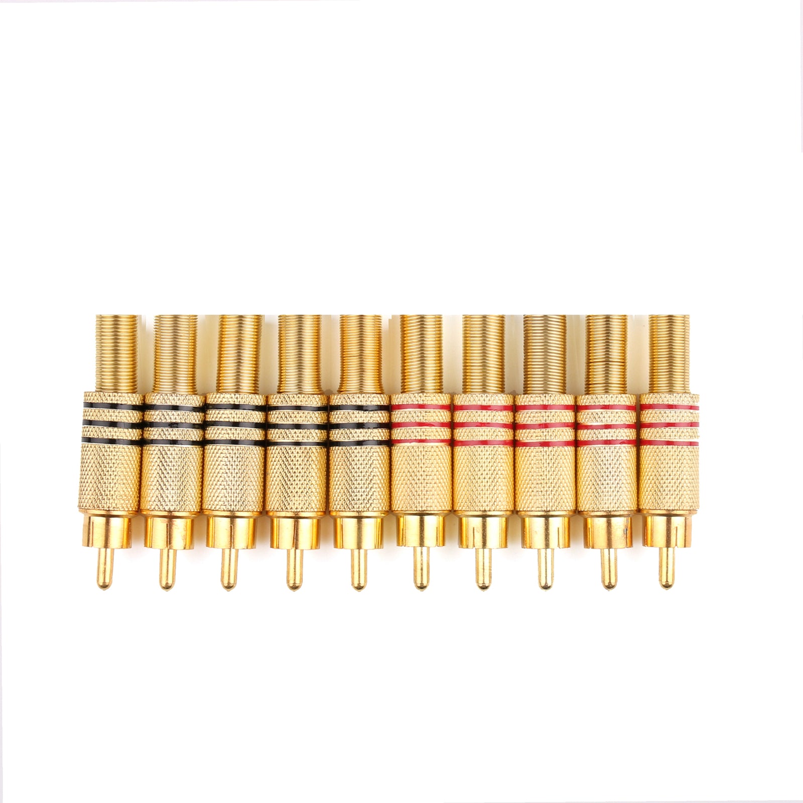 10 Pcs Gold Plated RCA Male Audio Connectors - High-Quality Metal Spring for Home Theater, Car Audio & Stereo Systems