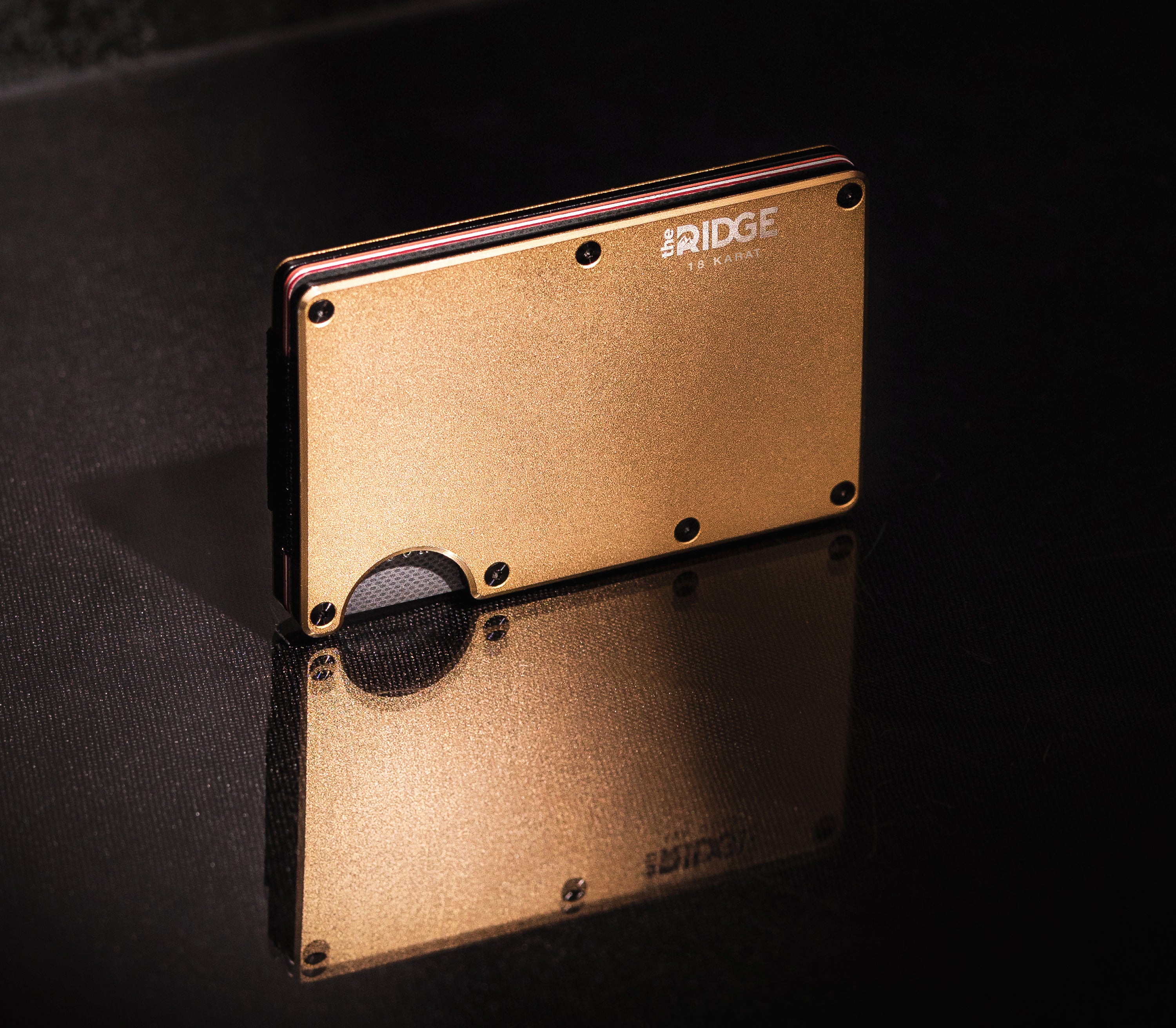 Premium Ridge Wallet - 18K Gold Plated Slim Minimalist RFID Blocking Metal Wallet for Men - Perfect for Everyday Carry, Travel & Gifting