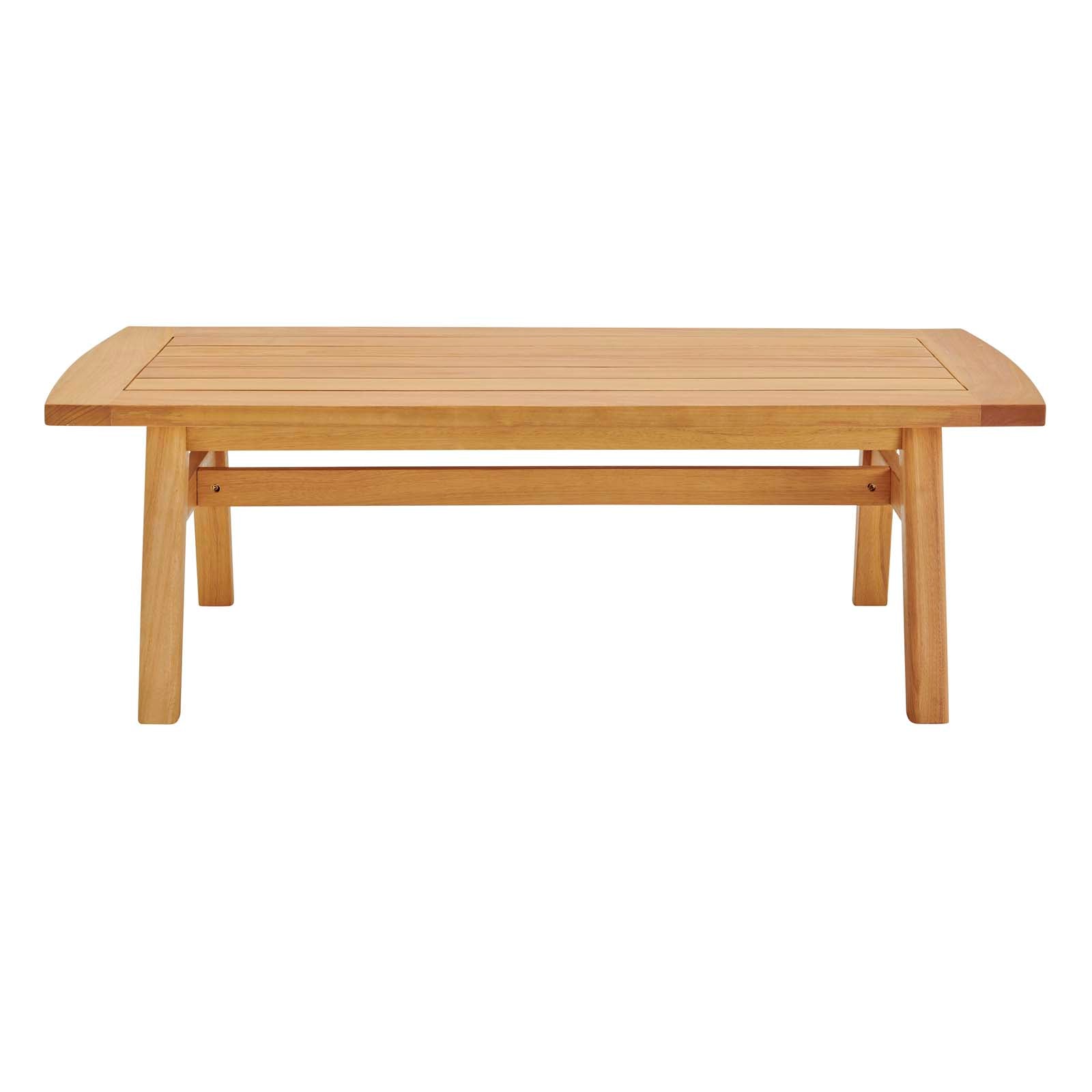 Orlean Outdoor Patio Eucalyptus Wood Coffee Table - Waterproof & Durable Acacia Wood - Perfect for Garden, Deck, Poolside & Backyard Furniture - Modern Rustic Design for Outdoor Living Spaces