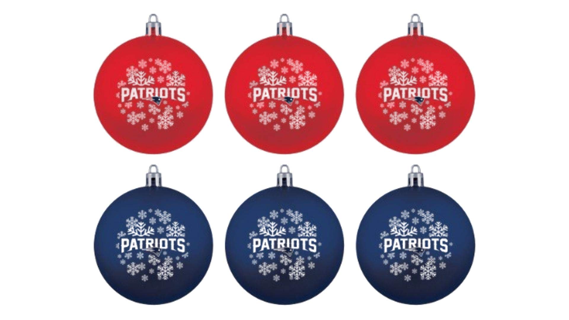 New England Patriots Shatterproof Christmas Ornaments 6-Pack Set - Durable NFL Fan Decor for Tree, Gifts & Home Party Decorations