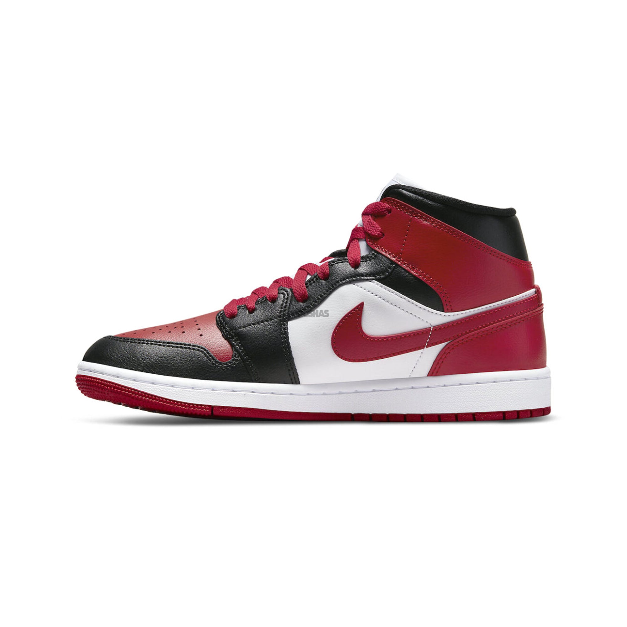 Air Jordan 1 Mid 'Alternate Bred Toe' Women's Basketball Shoes (2022) - Red & Black Sneakers for Casual Wear, Street Fashion & Gym Workouts