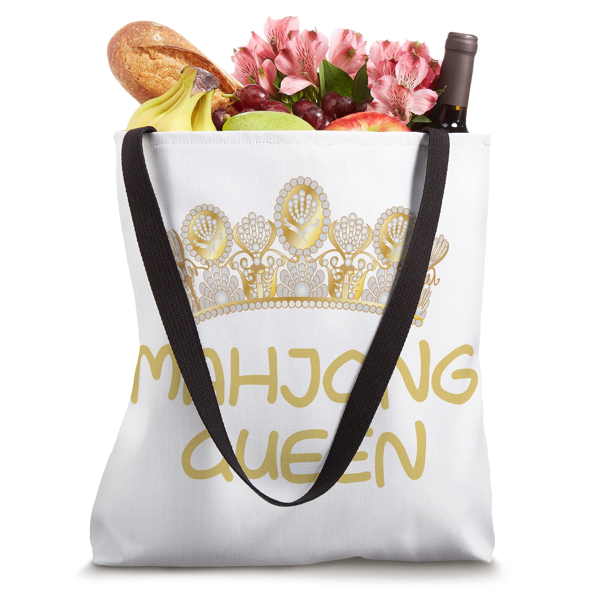 Stylish Mahjong Queen Tote Bag for Women - Durable Canvas Shopping Bag with Unique Mahjong Design - Perfect for Grocery Shopping, Beach Trips & Daily Use