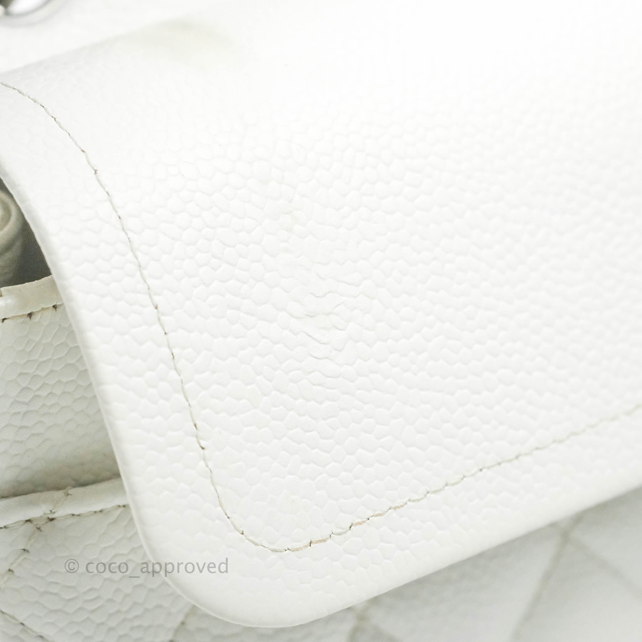Chanel Classic M/L Medium Double Flap Bag in White Caviar Leather with Silver Hardware - Perfect for Luxury Fashion, Evening Events & Designer Handbag Collection