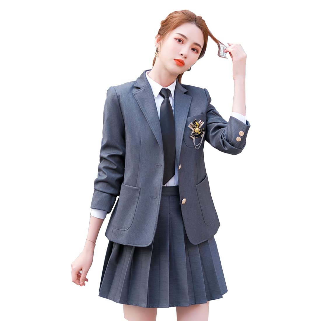 British Style Women's Anime JK High School Uniform Cosplay Set - Vest, Shirt & Pleated Skirt for College, Halloween & Themed Parties