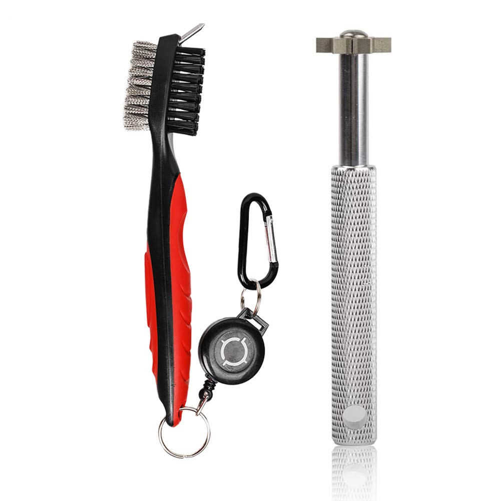 Premium Golf Club Groove Sharpener & Cleaner Set - Retractable Cord Brush for Golf Club Maintenance | Perfect for Golfers & Driving Range Practice