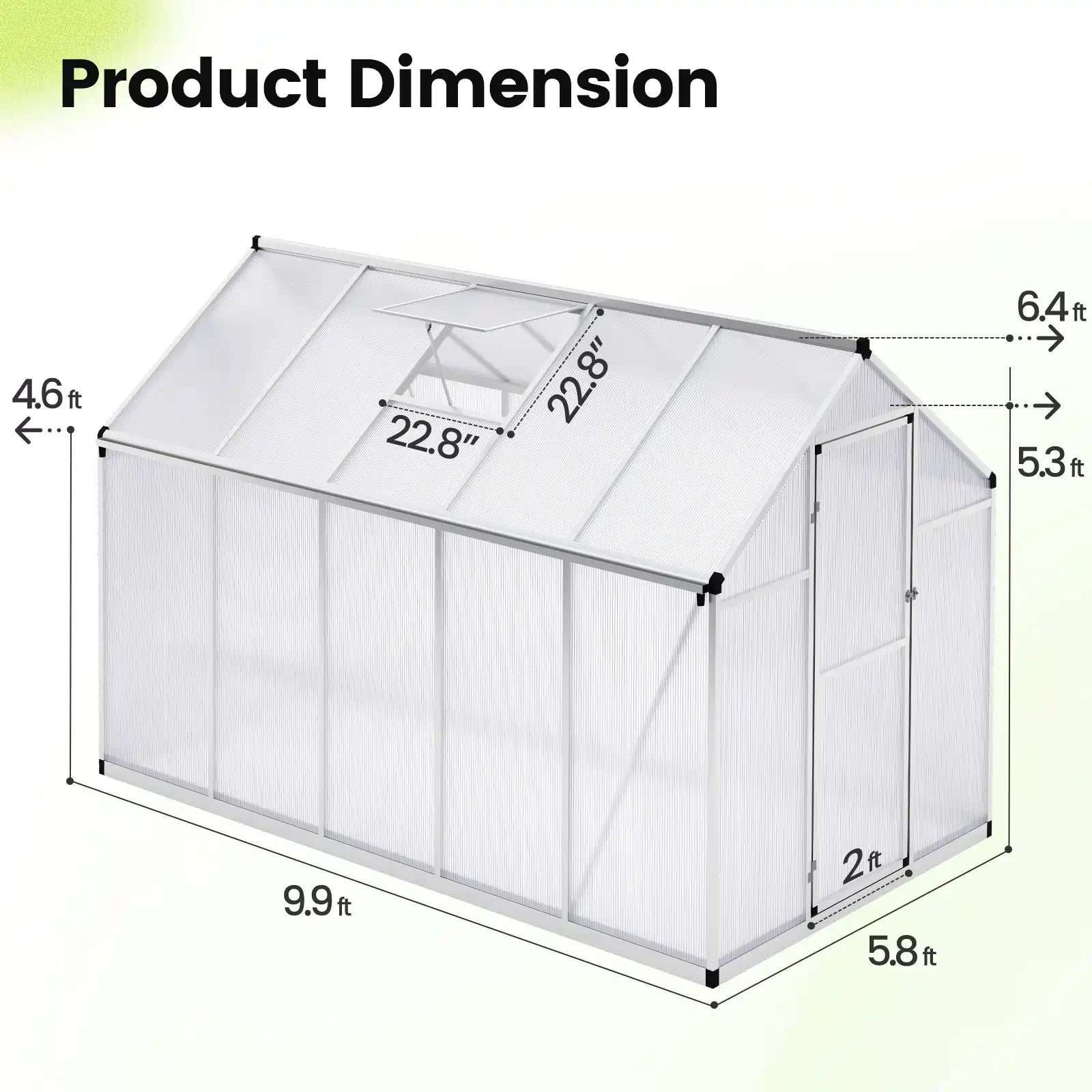 Premium Walk-in Polycarbonate Greenhouse Kit - 6'x8' Sturdy & Weatherproof Backyard Garden Greenhouse for Year-Round Planting | Perfect for Vegetables, Flowers & Seed Starting