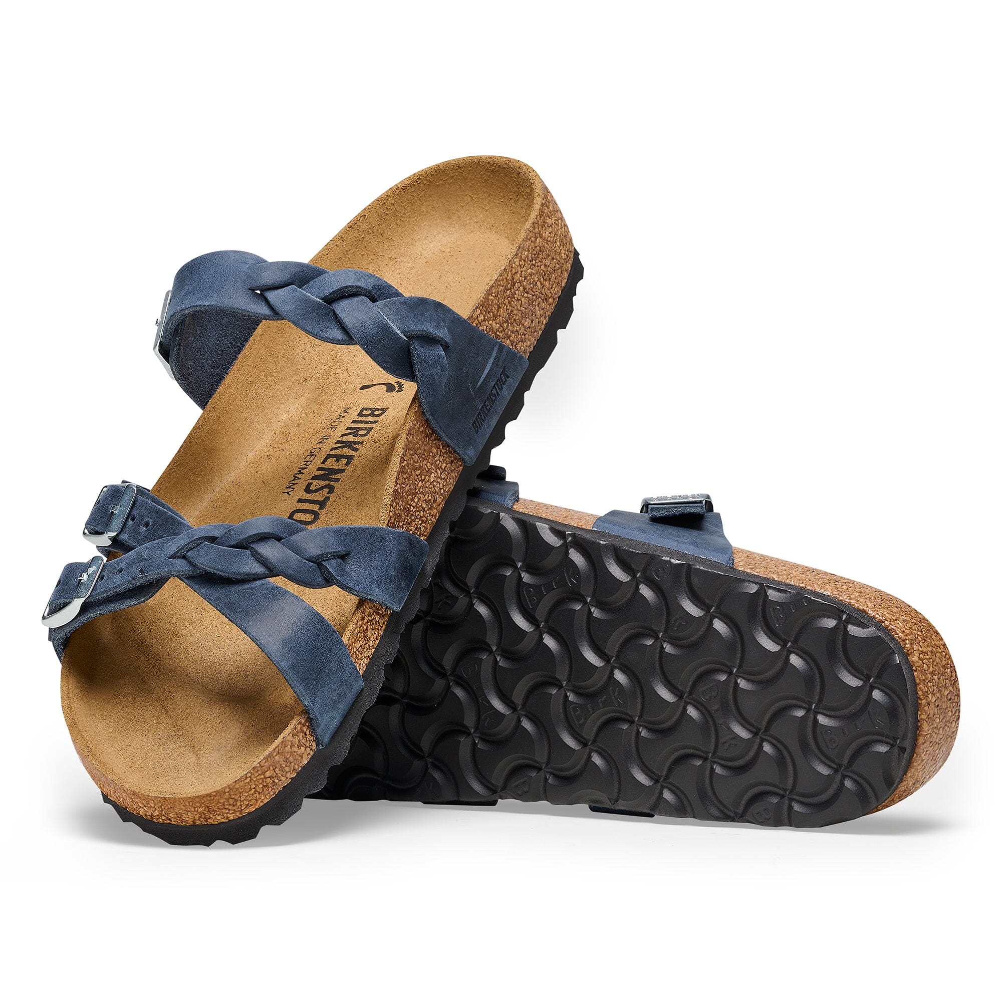 BIRKENSTOCK Franca Braided Leather Sandals for Women - Comfortable Oil Leather Slides with Arch Support | Perfect for Beach, Vacation & Summer Outfits