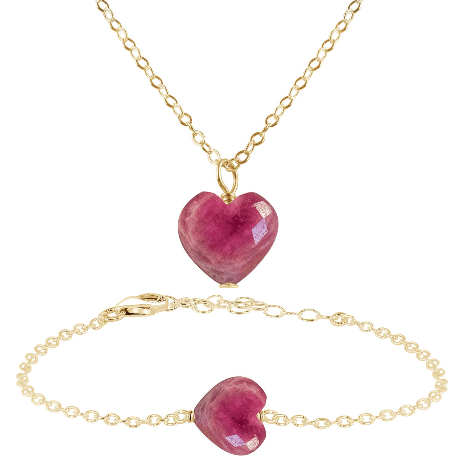 Ruby Crystal Heart Jewelry Set for Women - Elegant Necklace & Earrings Gift Set - Perfect for Valentine's Day, Anniversary & Romantic Occasions