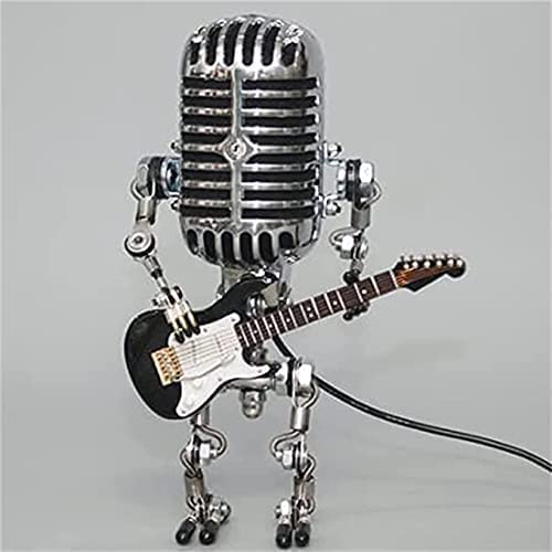 Vintage Steampunk Robot Microphone Touch Dimmer Table Lamp - Retro Desk Lamp for Bedroom, Living Room, Office - Cool Cute Night Light for Home Decor, Gaming Room & Studio Lighting