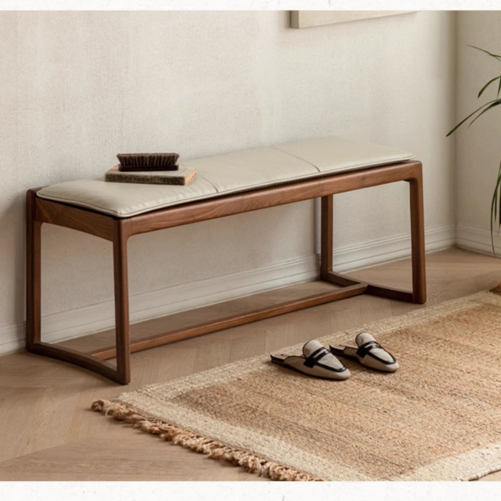 Black Walnut Solid Wood Square Stool Bench - Handcrafted Rustic Stool for Kitchen, Entryway & Bedroom - Durable Wooden Seat for Home Decor & Farmhouse Style