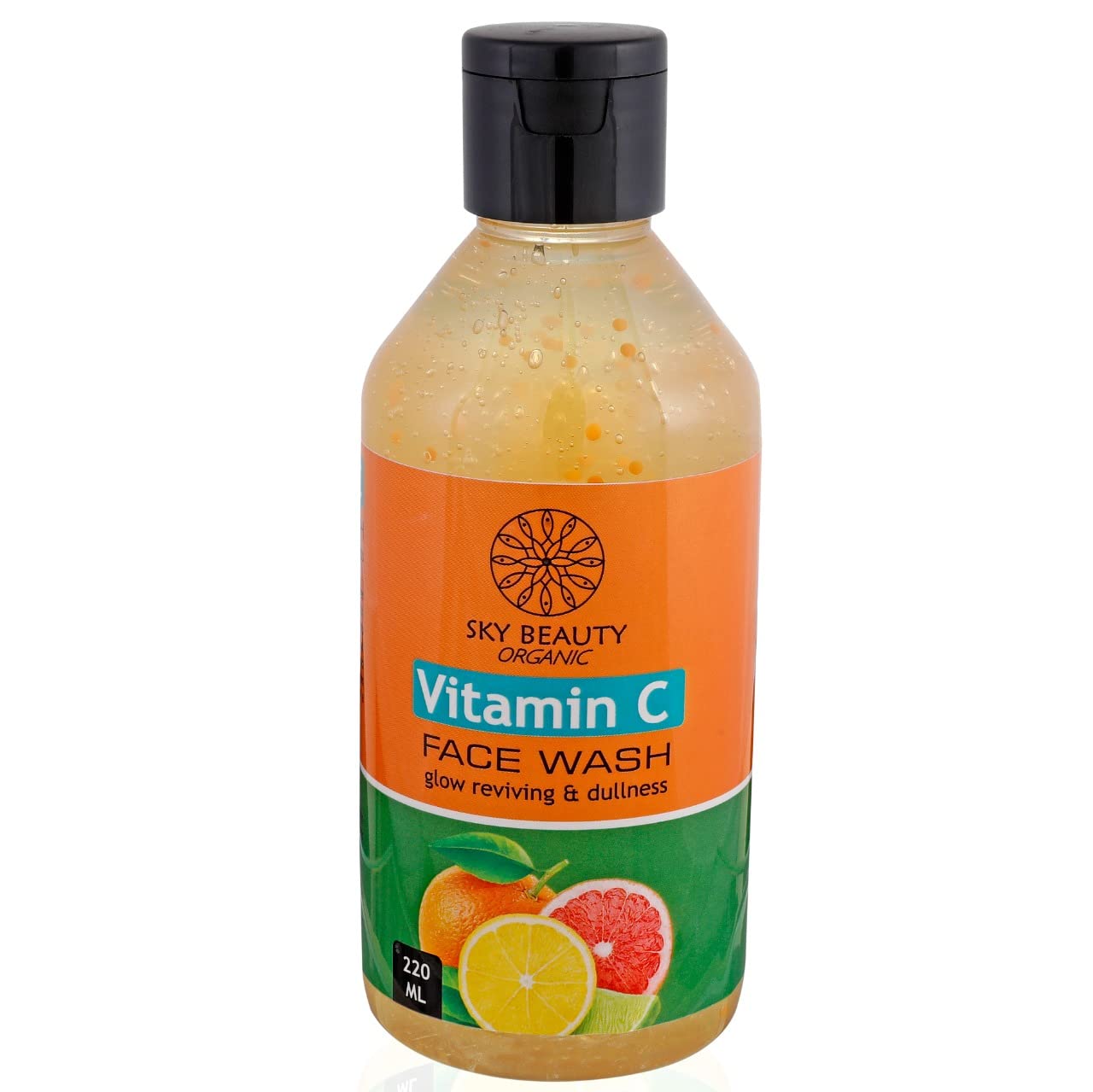 SKY BEAUTY ORGANIC Vitamin C Face Wash for Pigmentation & Dark Spots - Deep Cleansing 220ml | Brightening Facial Cleanser for Glowing Skin | Morning & Night Skincare Routine