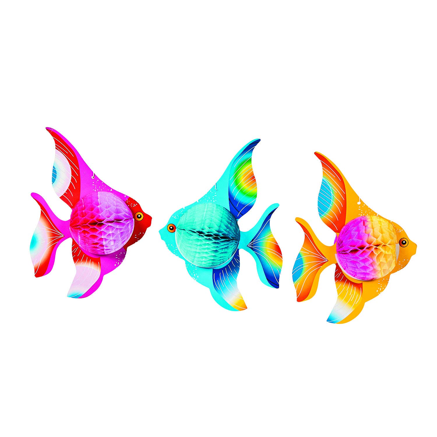 Hanging Tissue Fish Decorations (6pc) - Party, Home & Office Sea Theme Decor