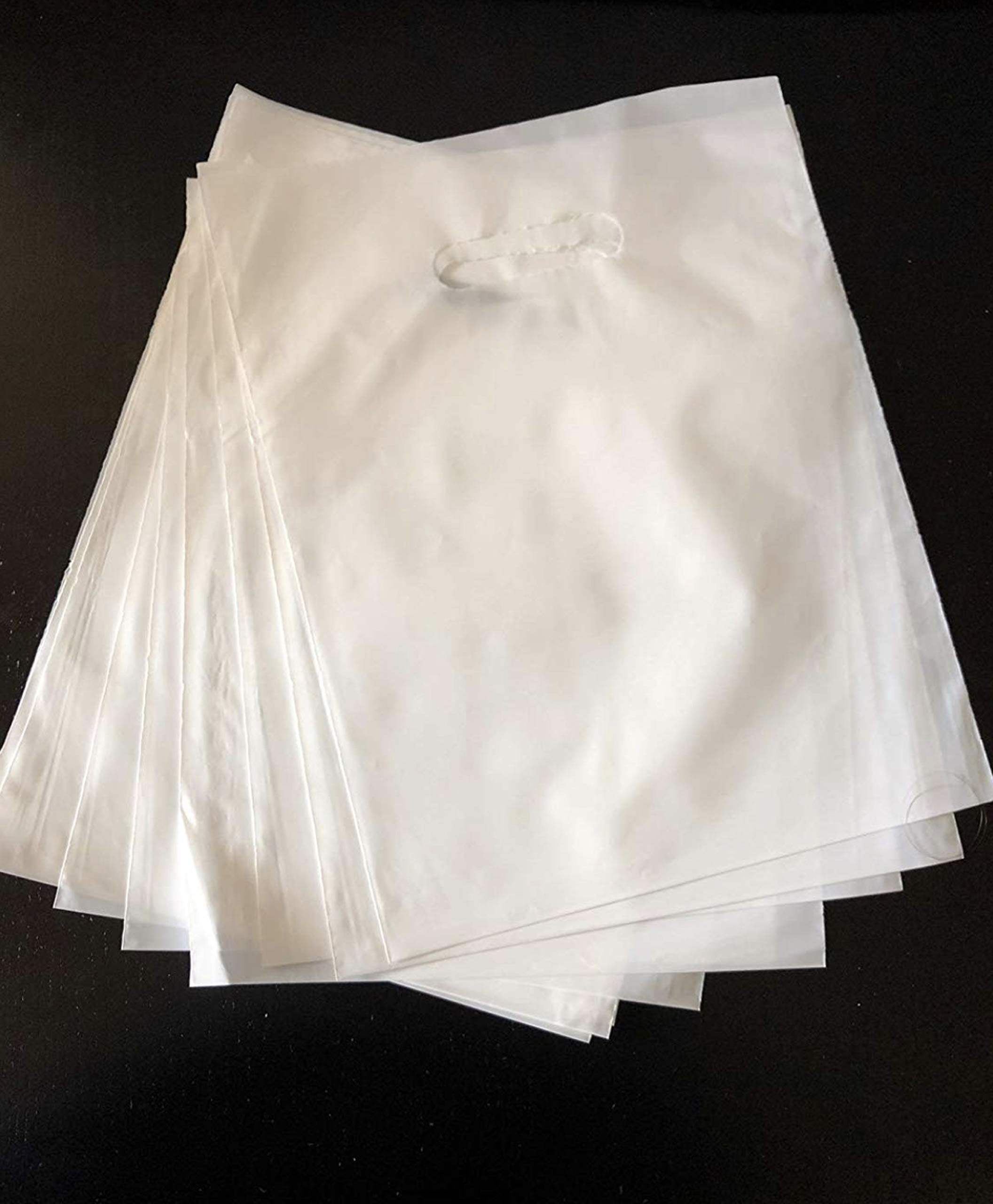 Wholesale Plastic Retail Bags 9x12, 12x15, 15x18 Inches - Durable White Merchandise Store Bags for Shopping, Boutique & Gift Packaging