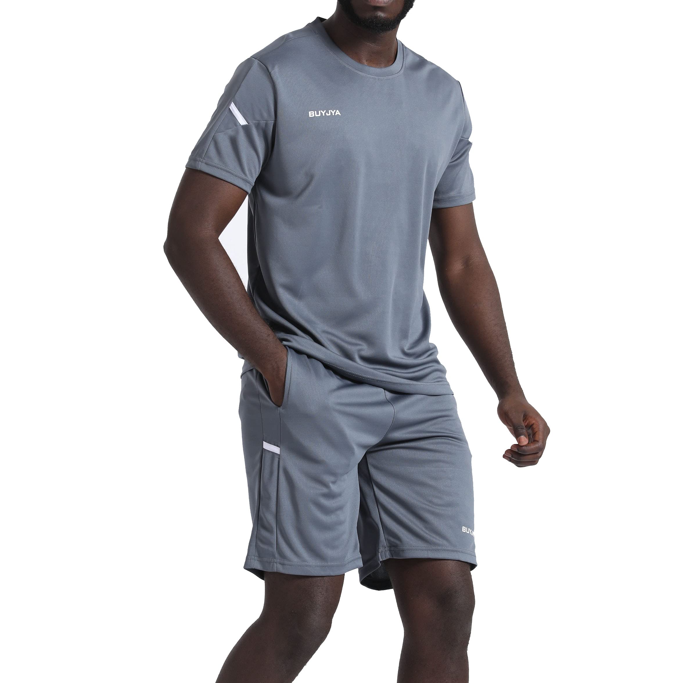BUYJYA Men's Workout Clothes - 3 Pack Athletic Shorts & Shirt Set for Basketball, Football, Running & Gym Training | Breathable & Comfortable Sportswear | Perfect Christmas Gift for Athletes & Fitness Enthusiasts