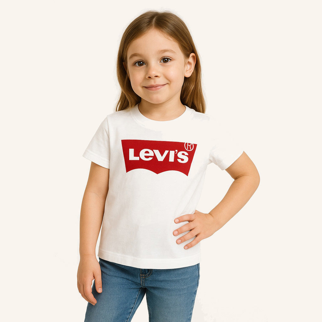 Levi's Girls Regular Fit Short Sleeve Tee Shirt - Soft Cotton Casual Top for Everyday Wear, School & Playdates