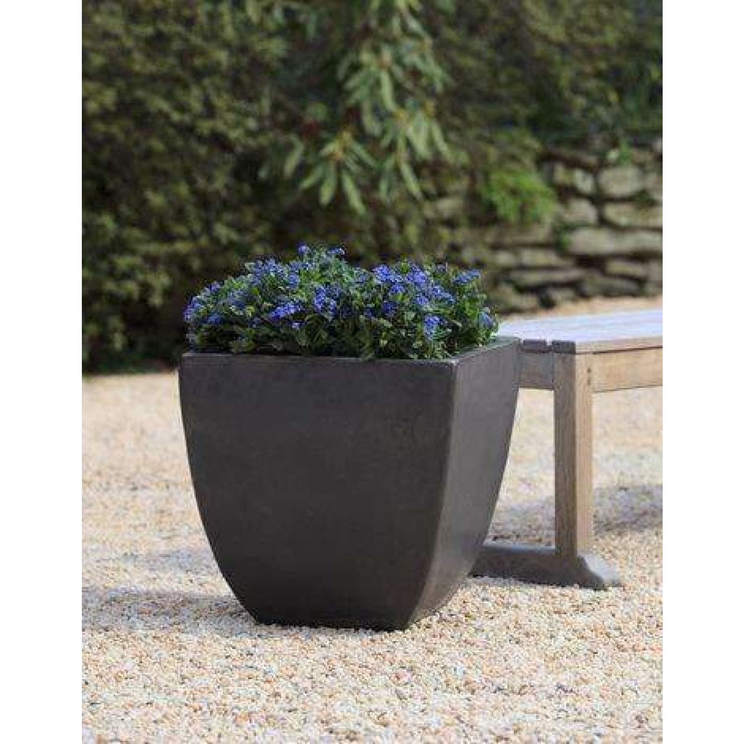 Campania International Mika Square Planter Set of 3 - Modern Graphite Outdoor Garden Planters for Patio, Balcony & Home Decor
