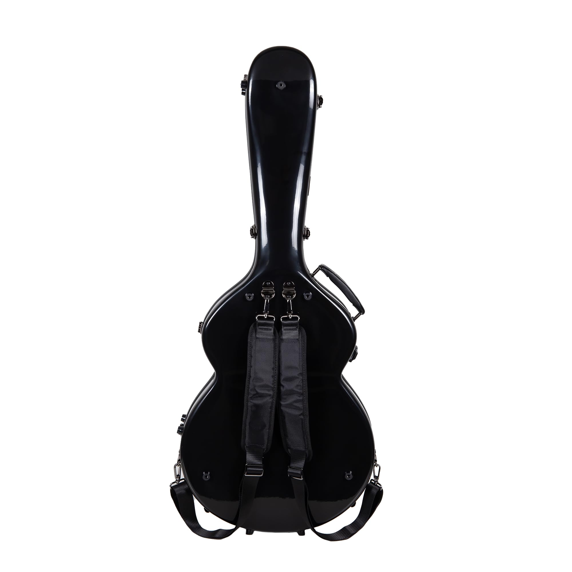 Crossrock Fiberglass Hard Shell Guitar Case with Backpack Straps - Durable Black 335 Style Electric Guitar Case for Travel & Stage Performances