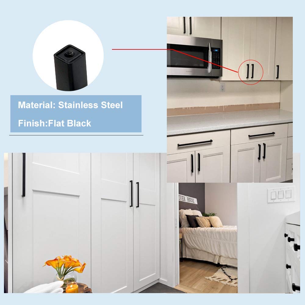 Homdiy 30 Pack Black Cabinet Pulls - 4-1/2 Inch Hole Centers, Stainless Steel Drawer Handles for Kitchen Cabinets & Cupboards (HDJ12BK) - Perfect for Modern Home, Office & RV Furniture Upgrades