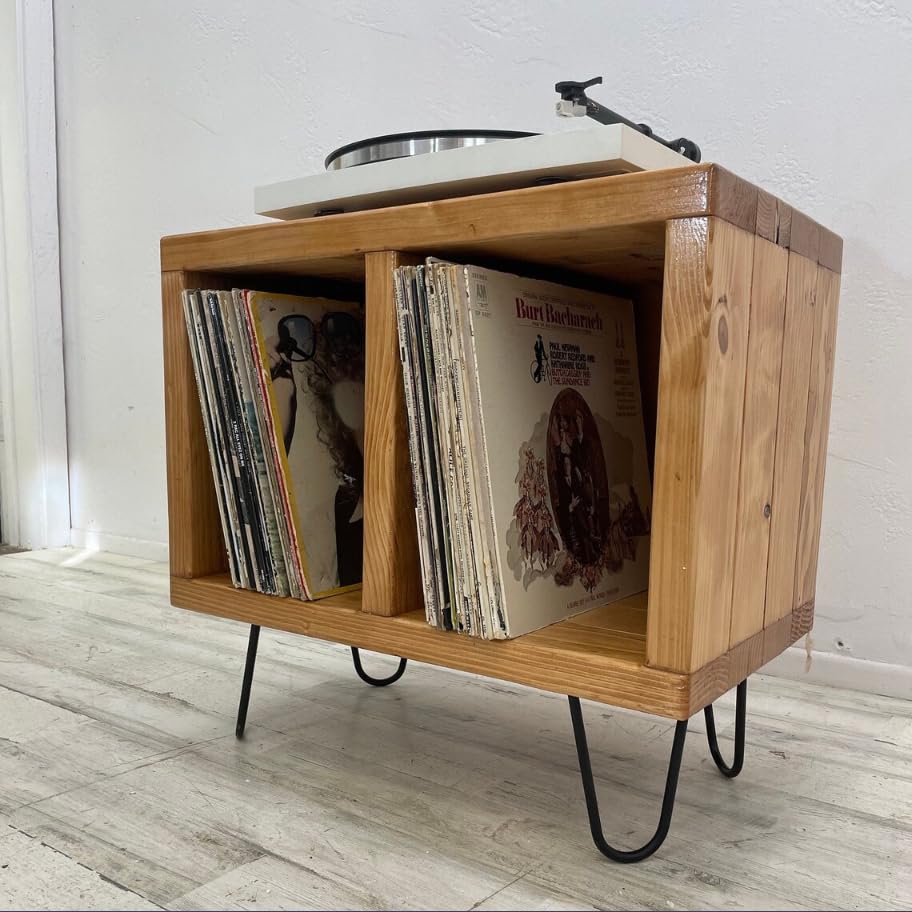 2Sec Vinyl Record Storage Furniture - Record Player Stand, Media Console & TV Stand for LP Storage & Turntable | Perfect for Living Room, Home Theater & Music Studio Organization