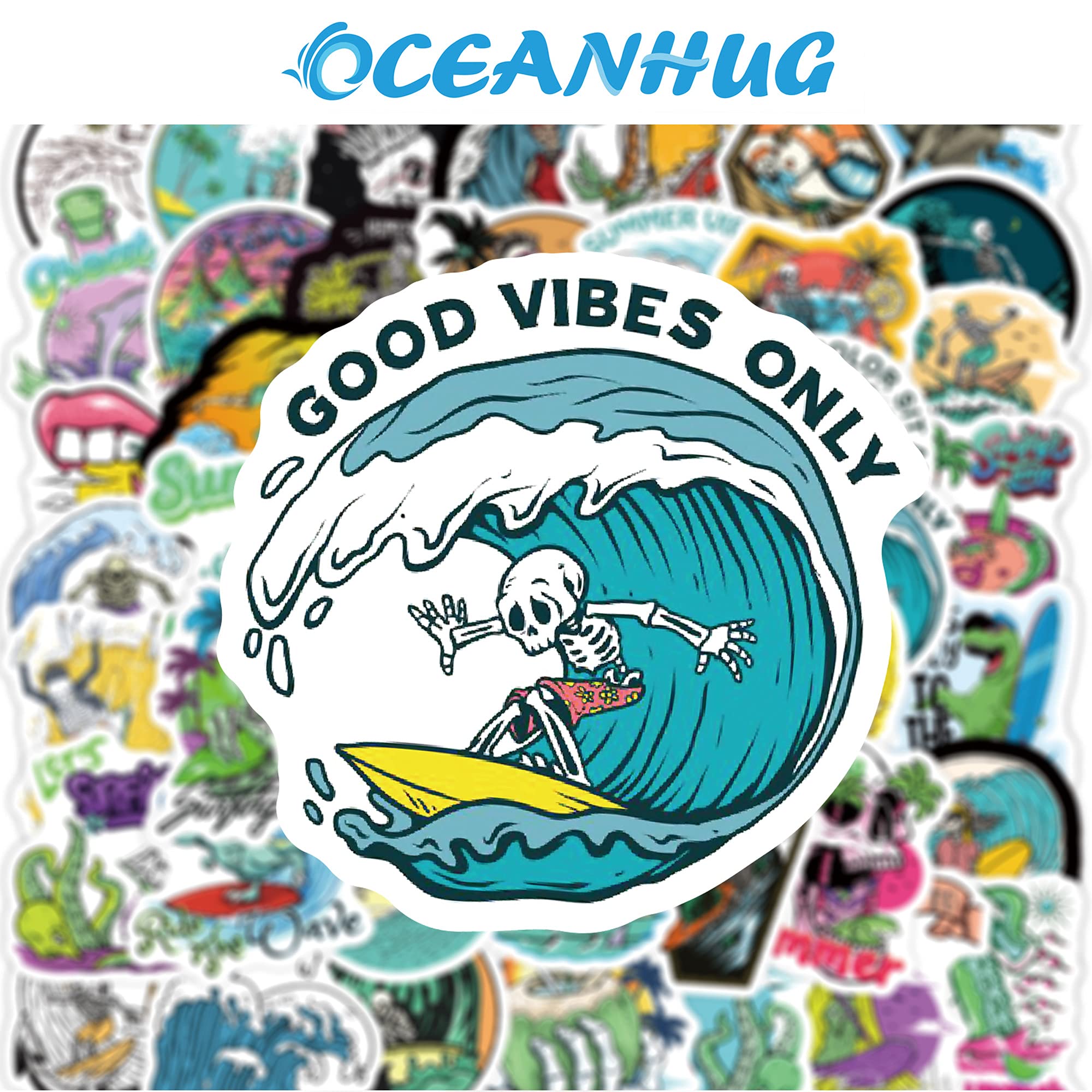 50 PCS Waterproof Summer Beach Stickers - Cute Adhesive Decals for Car, Notebook, Skateboard, Suitcase & Water Bottle - Perfect Gift for Kids & Adults - Great for DIY Crafts, Party Favors & Personalizing Accessories